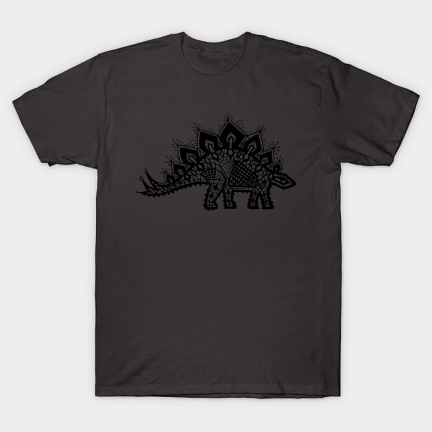 Stegosaurus Lace - Black / Grey T-Shirt by andreaalice